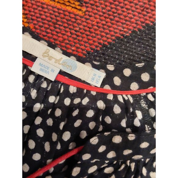 Boden Women's Bohemian Style Black Polka Red/Cream Scroll Bottom Top. Size 4 - Picture 11 of 12